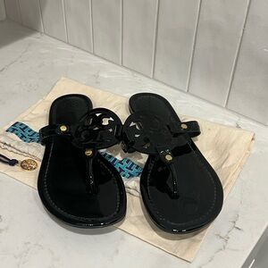Tory Burch Black Patent Leather “Miller Sandal” Size 8.
